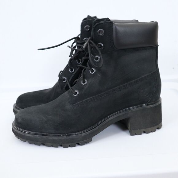 Timberland Womens Size 9.5 Kinsley Ankle Boots Black Suede Waterproof Lug Sole - Picture 2 of 7